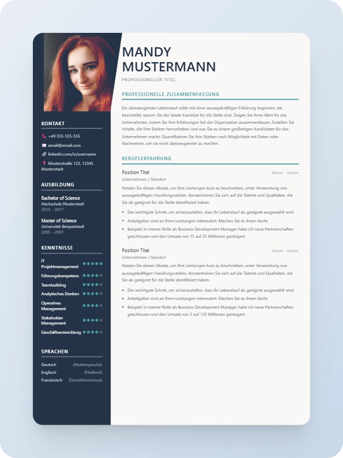 Vorschau: Lebenslauf einzeln