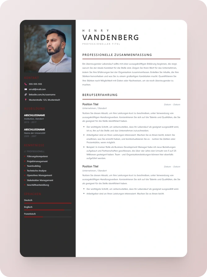 Beispiel Lebenslauf Version 2