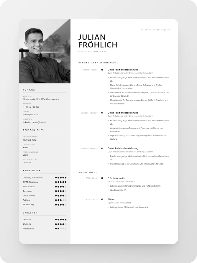 Beispiel Lebenslauf Version 3